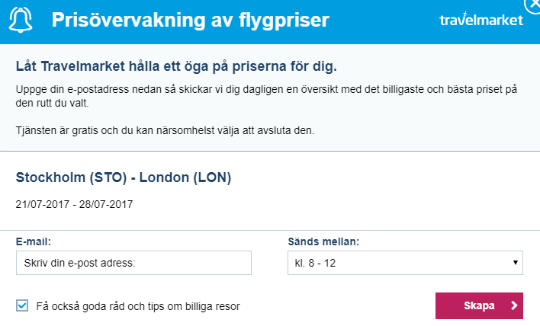 Övervaka flygpriserna med en prisagent