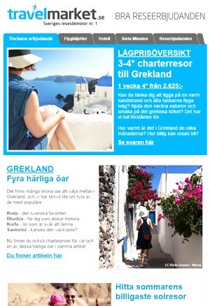 Få goda reseråd och -erbjudanden på e-mail